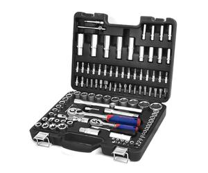 WORKPRO Set di Chiavi a Bussola con Cricchetto 1/4''+ 1/2'' 108 Pezzi, Custodia Portatile, Maniglia Girevole, Barra di Prolunga, Kit di Attrezzi Meccanici per Auto