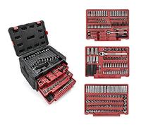 WORKPRO Set di Chiavi a Bussola con Cricchetto 1/4''+ 3/8"+ 1/2'' 450 Pezzi, Kit di Attrezzi Meccanici per Auto in Cassette