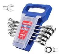 WORKPRO Set di chiavi combinate, metriche, 5 pezzi, 10 mm, 11 mm, 13 mm, 14 mm, 15 mm, 12 punte, in acciaio CR-V, con organizer