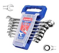 WORKPRO Set di chiavi combinate metriche, 7 pezzi, 8 mm, 10 mm, 11 mm, 12 mm, 13 mm, 14 mm, 17 mm, 12 punte, in acciaio CR-V, con organizer