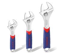 WORKPRO Set di Chiavi Regolabili 3 Pezzi, Chiave a Rullino 150, 200, 250mm | Chiave Inglese Regolabile a Bocca Larga 19, 24, 28mm, con Impugnatura in Gomma