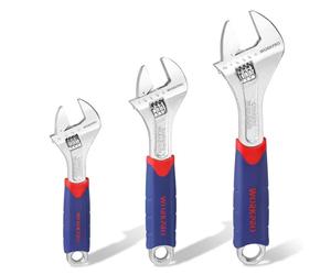 WORKPRO Set di Chiavi Regolabili 3 Pezzi, Chiave a Rullino 150, 200, 250mm, Chiave Inglese Regolabile a Bocca Larga 19, 24, 28mm, con Impugnatura in Gomma