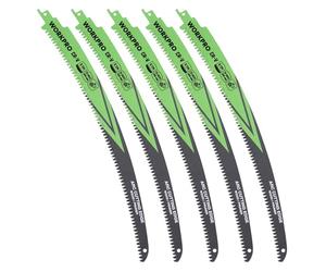 WORKPRO Set di lame per sega 38cm 5 Pezzi, Lame per seghe alternative ad arco 6TPI per legno, Diametro massimo di taglio 30 cm, Alta compatibilità, Adatto al taglio di tutti i tipi di legno