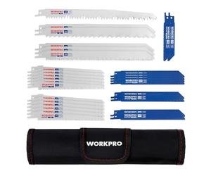 WORKPRO Set di Lame per Sega a Gattuccio Universale da 32 Pezzi in Borsetta, Lama per Sega a Sciabola per Taglio Metallo e Legno, Realizzato in HSS e Cr-V