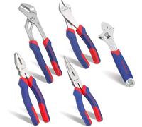 Workpro - Set di pinze e chiavi con impugnatura morbida, 5 pezzi