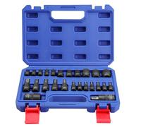WORKPRO Set di Punte e Bussole Torx da 25 Pezzi, 1/4", 3/8" e 1/2", Bussole Femmina E-Torx E4-E22, Bussole a Pressione T8-T60, con Scatola di Conservazione