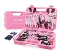 WORKPRO Set di utensili rosa 284 pezzi Kit di utensili per donne Cassetta degli attrezzi rosa per uso domestico di base con bussole, pinze, impug