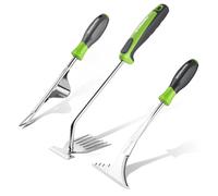 WORKPRO Set Estirpatori Erbacce 3 Pezzi - Strumenti da Giardino con Impugnatura Ergonomica in Plastica Rimuovi Infestanti, Raschietto Fessure & Zappa Manuale Acciaio Inox per Aiuole Prato