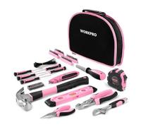 WORKPRO Set Porta Attrezzi Uso Domestico Riparazione 103 Pezzi Utensili per Officina e Lavoro con Pinza, Coltello, Cacciavite, Chiavi a Bussola, Livella, Metro in Cassetta in Colore Rosa