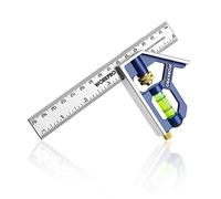 WORKPRO Squadra Combinata Regolabile, Righello per Angolo in Acciaio Inossidabile da 150mm, Righello Combinato con Bolla, Squadrette da Carpentieri, Strumento di Misurazione Multifunzionale