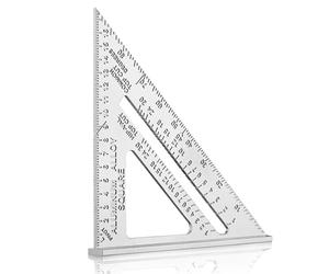 WORKPRO Squadra da Falegname Multifunzione 180mm, Alluminio Righello Triangolare Metrico, Squadra Combinata 45° - 90° ad Alta Precisione per Falegname, Conciatetti, Ingegnere
