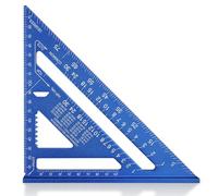 WORKPRO Squadra da Falegname Multifunzione 180mm, Righello Triangolare Metrico in Alluminio, Squadra Combinata 45° - 90° ad Alta Precisione per Falegname, Conciatetti, Ingegnere (Blu)