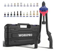 WORKPRO Strumento per Rivetti da 40,6 cm, con 11 Mandrini metrici e SAE, Set di Rivetti a Mano con 185 rivadi, rivettatrice Manuale con Inserto filettato con Custodia per Il Trasporto