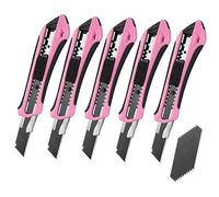 WORKPRO Taglierine Professionali a 5 Pezzi, Coltello Grafico SK5 18 mm | Taglierina Standard Staccabile con Guida in Acciaio Inossidabile, 20 Lame di Ricambio, Ideale per Tagliare Carta, Rosa e Nero