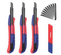 WORKPRO Taglierino Cutter,Taglierine Professionali a 3 Pezzi da 9 mm, con 10 Lame Extra,un'ottima Scelta da Regalare，Adatto per il Taglio di Carta, Cartone, Foto, Artigianato