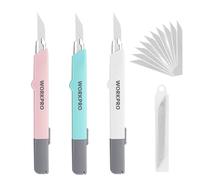WORKPRO Taglierino Cutter, Taglierine Professionali a 3 Pezzi da 9 mm con Blocco di Sicurezza, Set a Tre Colori, per Aprire Scatole di Imballaggio, Taglierino Perfetto per Ufficio e Casa