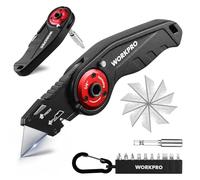 WORKPRO Taglierino Pieghevole & Cacciavite 2 in 1, Set Completo con 10 Lame di Ricambio e 10 Punte