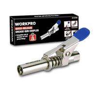 WORKPRO Testina Ingrassatore Professionale 10000 PSI con Manico Singolo e Blocco a 6 Morsetti, Adattatore per Pistole Grasso Compatibile con NPT 1/8 Pollice