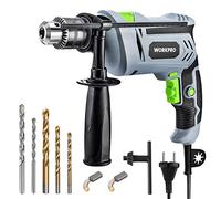 WORKPRO Trapano a Percussione 850 W, Trapano Elettrico a Filo, Trapano a Percussione con Impugnatura Girevole a 360°, 3000 giri/min, Pulsante di Velocità Variabile