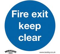 Worksafe SS2V10 Sicurezza Segno Fire Exit Keep Clear - Vinile Autoadesivo - PK10