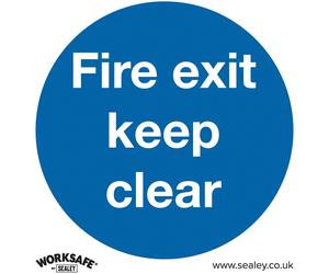 Worksafe SS2V10 Sicurezza Segno Fire Exit Keep Clear - Vinile Autoadesivo - PK10