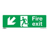 Worksafe SS34P1 Sicurezza Segno Fuoco Exit (Giù Sinistra) - Rigido Plastica
