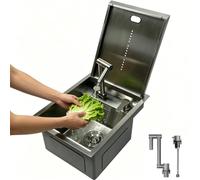 Workstation - Lavello da cucina nascosto, 45 x 35 cm, in acciaio inox 304, multifunzionale, con rubinetto pieghevole, lavello da incasso con copertura, lavabo singolo per piccole cucine e camper