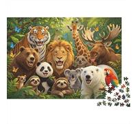 World Animals Puzzles 1000 Pezzi Riciclato Material Cute Zoo Portrait Puzzle per Ragazzi e Ragazze Fun Present & Attività for Home Ideal for Child‘s Birthday Gift 52x38cm/1000pcs