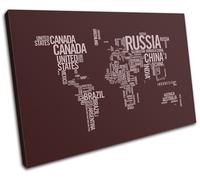 World Atlas Deep Red Type Maps Flags SINGLE TELA parete arte foto stampa