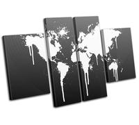 World Atlas Funky Cool Maps Flags MULTI TELA parete arte foto stampa