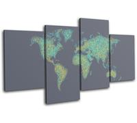 World Atlas Geography Globe Maps Flags MULTI TELA parete arte foto stampa