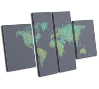 World Atlas Geography Globe Maps Flags MULTI TELA parete arte foto stampa