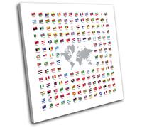 World Atlas Geography Globe Maps Flags SINGLE TELA parete arte foto stampa