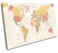 World Atlas Geography Globe Maps Flags SINGLE TELA parete arte foto stampa