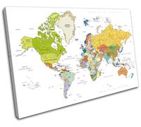 World Atlas Geography Globe Maps Flags SINGLE TELA parete arte foto stampa