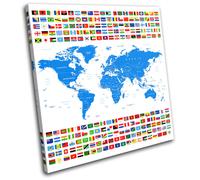 World Atlas Geography Globe Maps Flags SINGLE TELA parete arte foto stampa