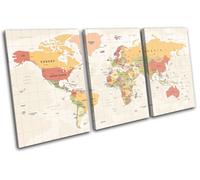 World Atlas Geography Globe Maps Flags TREBLE TELA parete arte foto stampa