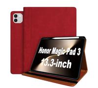 World biz Custodia per Honor Magic Pad 3 13,3'' 2025, in pelle di alta qualità, multi-angolo di visualizzazione con supporto per matite e slot per schede, auto sleep/wake per Honor Magic Pad 3 (rosso)