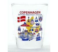 World By Shotglass Copenhagen Danimarca Monumenti e icone Collage Shot Glass