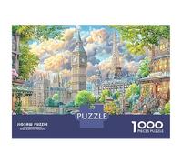 World Cities Collage Jigsaw Puzzles for Adult Difficult Challenges 1000 Piece Enchanted Castle Rainbow Forest Difficult Hard Jigsaw Puzzles for Man And Woman with Letters on Back 52x38cm/1000pcs