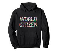 World Citizen with Flags of Various Countries - Globetrotter Felpa con Cappuccio