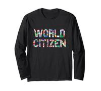 World Citizen with Flags of Various Countries - Globetrotter Maglia a Manica