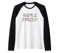 World Citizen with Flags of Various Countries - Globetrotter Maglia con Maniche Raglan