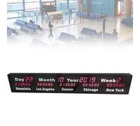 World Clock 5 Cities Time Zone Clock con telecomando, luminosità regolabile per hotel, aeroporti e imprese multinazionali