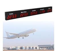 World Clock - Orologio digitale da parete a LED da 4 città per hotel e aeroporti, ideale per concorsi e imprese multinazionali