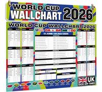 World Cup Football Wall Chart 2026 - Grande poster A1 - Planner da parete include tutti i giorni di gioco, orari di calcio del Regno Unito, canali TV e stadi dai dati ufficiali - piegato in formato A4