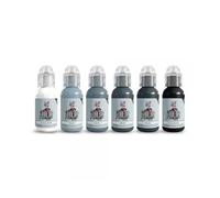 World Famous Limitless A.D. Pancho Set di Inchiostri Grigi Pastello, 6 Bottiglie da 30ml, Sfumature dal Bianco al Nero