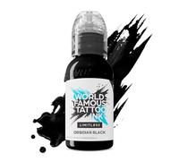 World Famous Limitless Tattoo Ink, Vegan Professional Permanent Tattooing Inks, Ossidian Black, 30 ml