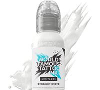 World Famous Limitless Tattoo Ink, Vegan Professional Premium Permanent Tattooing Inks, Straight White, 240 ml