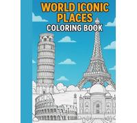 World Iconic Places Coloring Book: 8.5” x 11” large format, ideal for coloring. 50+ unique high-quality illustrations. Single-sided pages to prevent ... and gel pens. A perfect gift for travelers